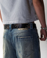 Studded leather belt in sunset tones by WOJO
