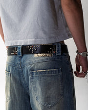 Studded leather belt in sunset tones by WOJO