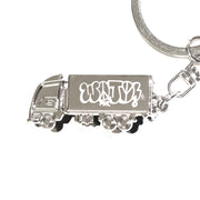 Polished silver laser-engraved metal keychain by WOJO