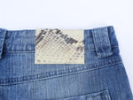 Vintage blue textured slub denim jeans with a relaxed fit by WOJO