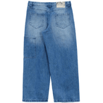 Vintage blue textured slub denim jeans with a relaxed fit by WOJO