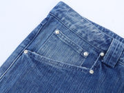 Vintage blue textured slub denim jeans with a relaxed fit by WOJO