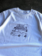 Oversized heavyweight cotton tee with StrayCat artwork by WOJO