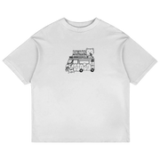 Oversized heavyweight cotton tee with StrayCat artwork by WOJO