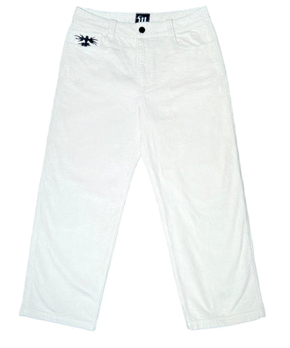 White Corduroy Skate Pants - Wear Wojo