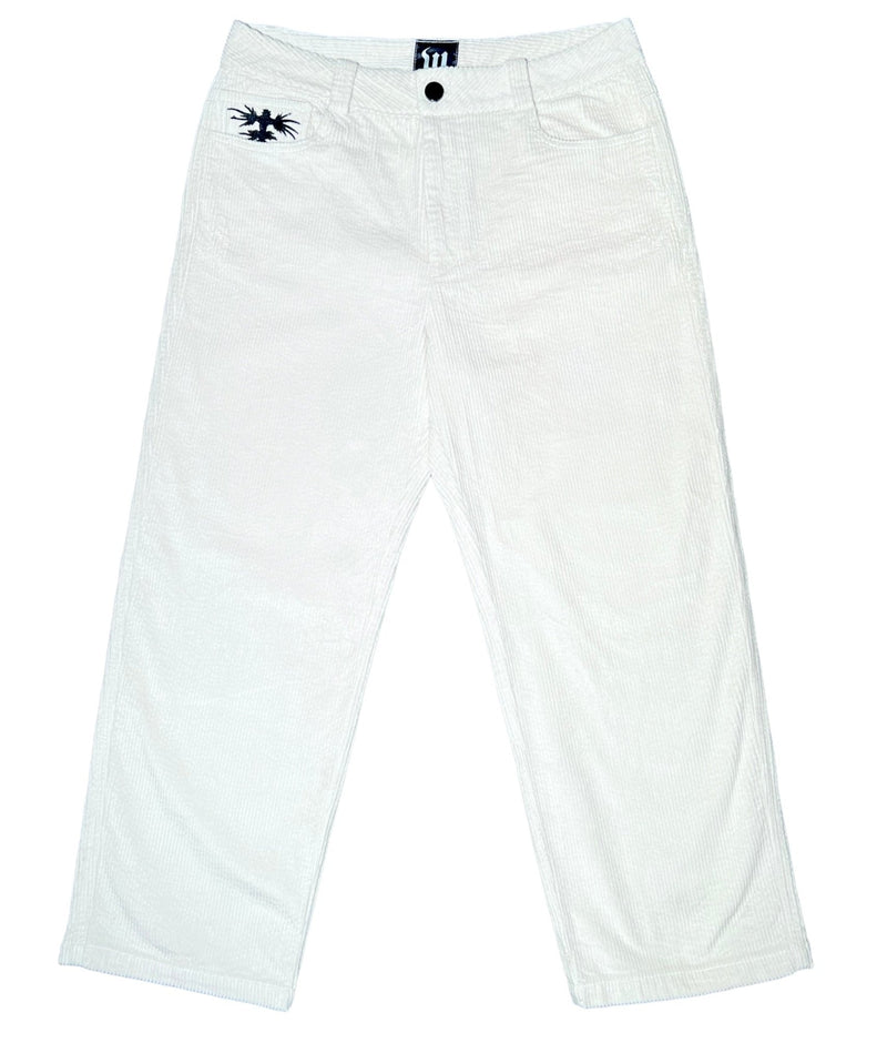 White Corduroy Skate Pants - Wear Wojo